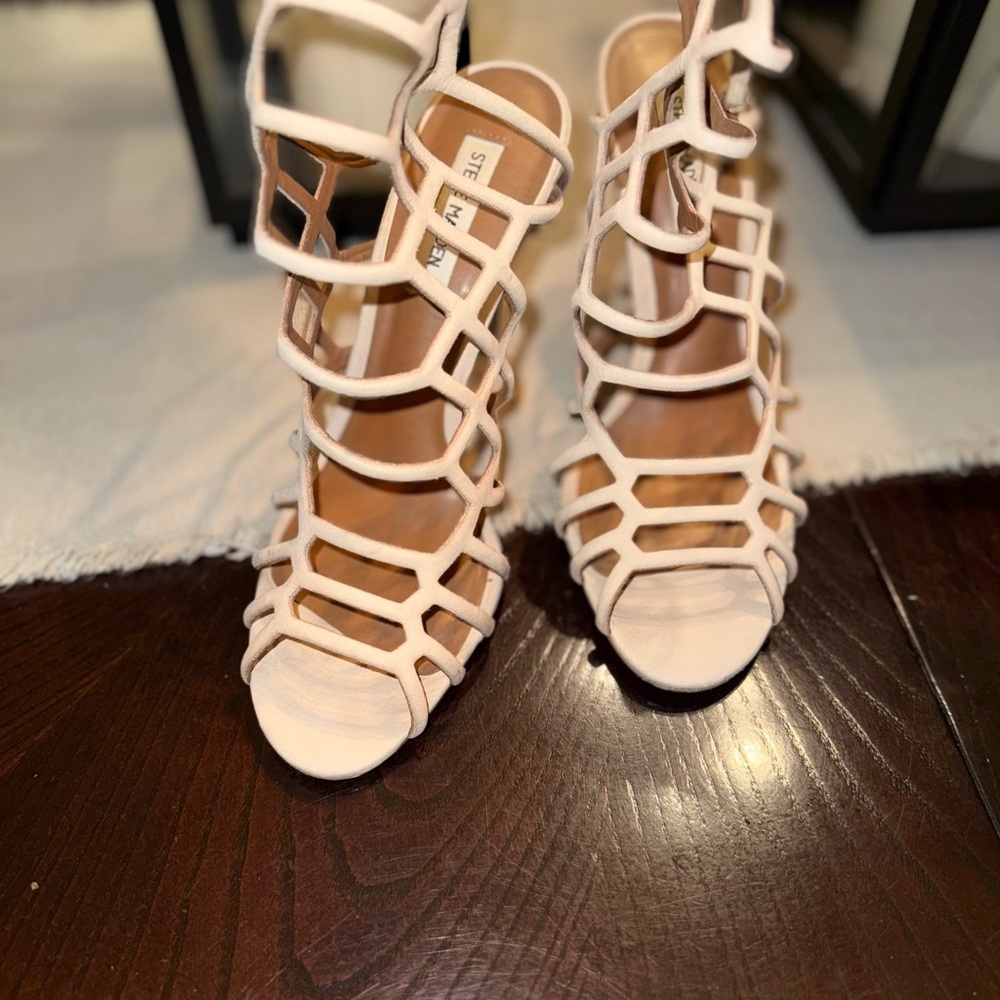 Steve Madden Cream Caged Heels